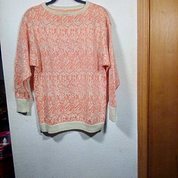 Vintage 90s Streetwear Womens Pastel Orange Longsleeve Knit Sweater Size: M-L - Picture 1 of 13